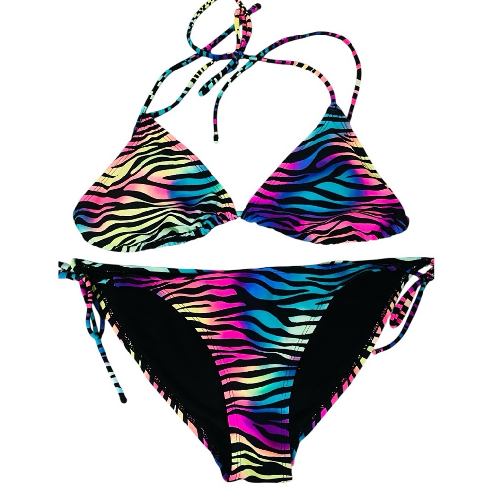🌑SOLD🌑Ocean Pacific OP Multicolor Zebra Print Triangle Bikini Size Medium